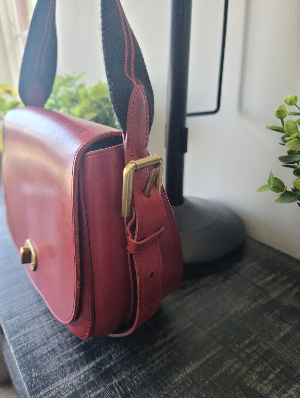 Polo Ralph Lauren Red Leather Saddle Bag - Picture 3 of 14